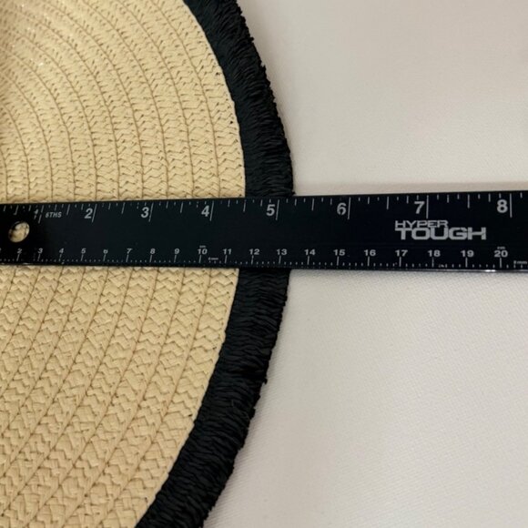 Wide Brim Straw Sun Hat Floppy Black Fringe Teardrop Beaded Band Resort Fashion main image 13